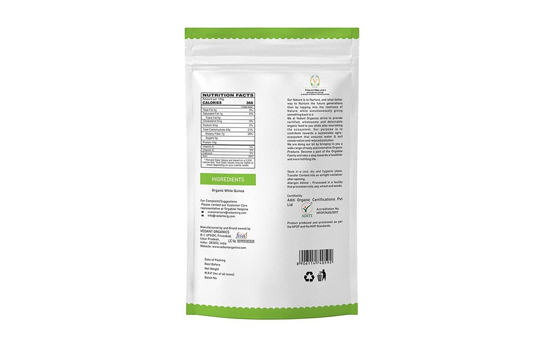 Orgabite White Quinoa    Pack  500 grams